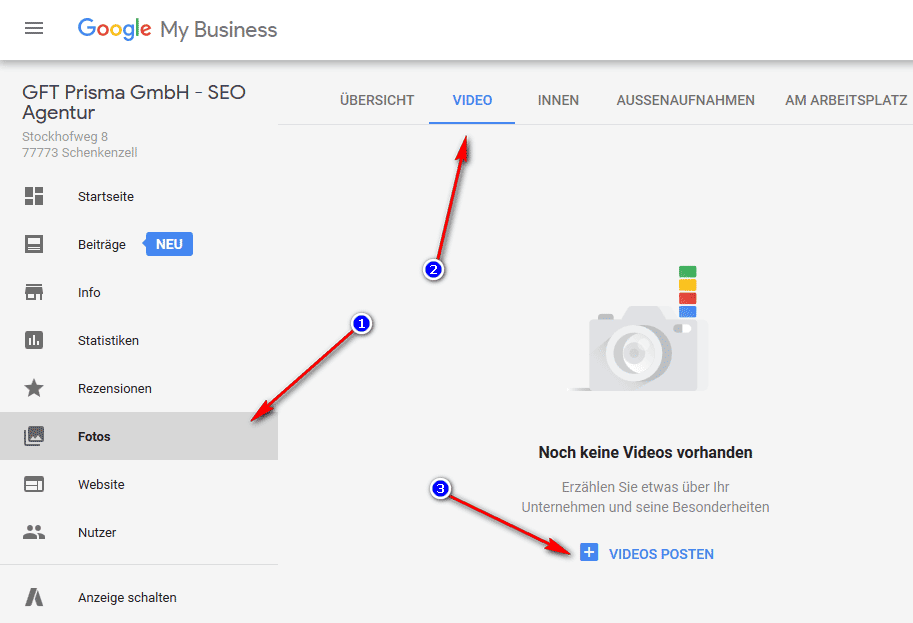 Upload Filme Google My Business
